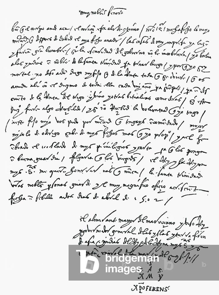 Facsimile of the letter from Christopher Columbus to the Bank of St. George, April 2, 1502, with instructions for the disposal of his worldly goods in the event of his death, 1892 (print)