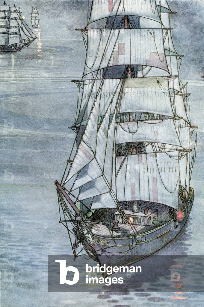 Illustration to the poem The Coastwise Lights by Rudyard Kipling, from A Song of the English, pub.c.1914