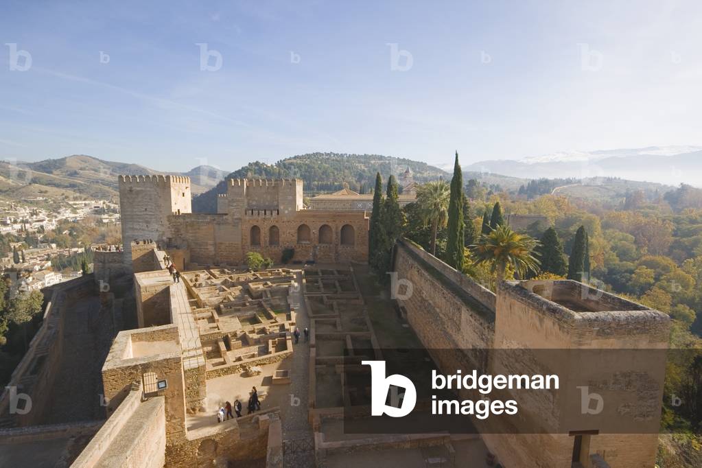 View of the Plaza de Armas from Torre de Armas, Alhambra Palace, Granada Province, Andalucia, Spain (photo)