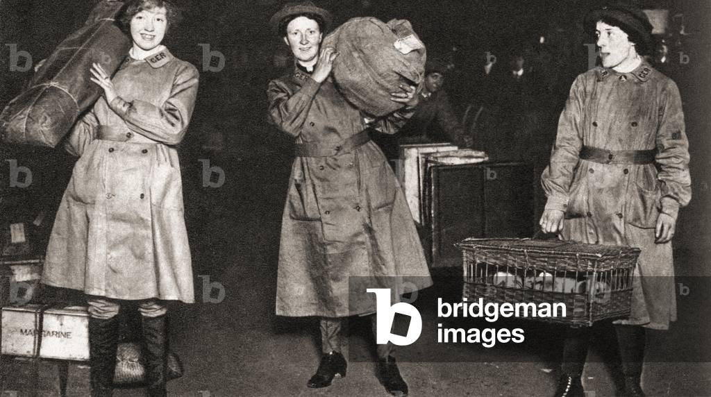 A scene at Liverpool Street Station during World War One, from The Pageant of the Century, pub.1934