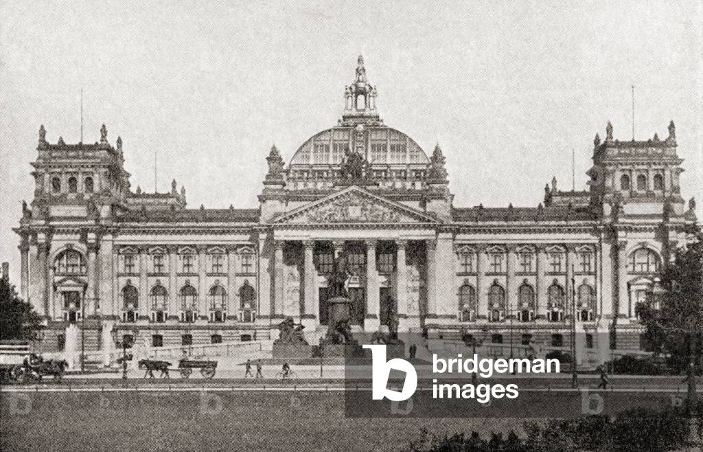 The Reichstag building, Berlin, Germany prior to the great war, from The History of the Great War, pub.c. 1919