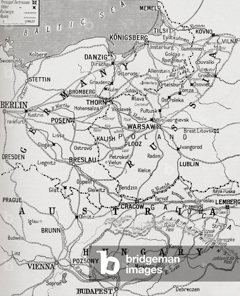 Map showing the eastern area of the great war (litho)