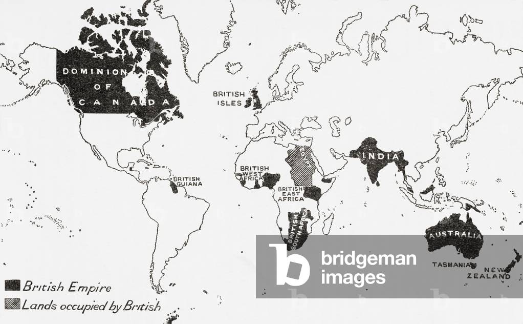 Map of the British Empire in 1901.  From A First Book of British History published 1925.