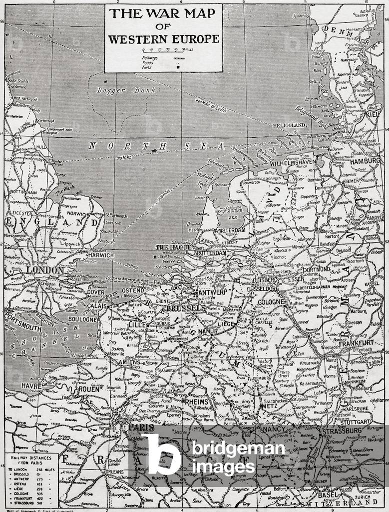 The War Map of Western Europe showing s the entire zone of military operations in the Western campaign (litho)