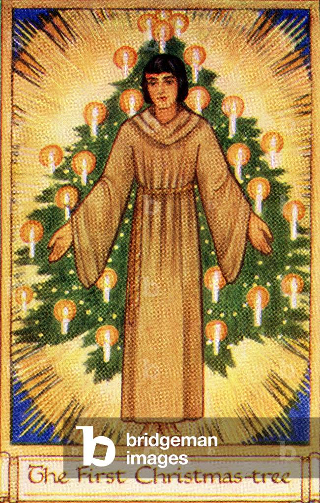The Origin of Christmas Customs. The First Christmas Tree came from Germany where Martin Luther is said to have been the first to decorate a fir with candles, symbolising the stars.  From The Illustrated London News, Christmas Number, 1933.