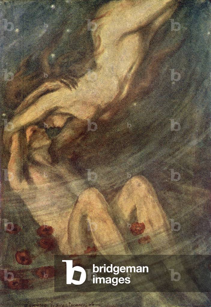 Diana and Endymion, Illustraion from the poem Endymion by John Keats, from Poems of Keats, pub.c.1910