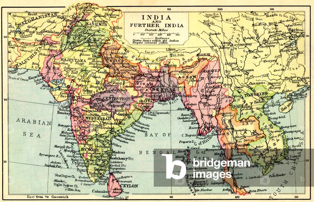 A 1930's map of India and Further India