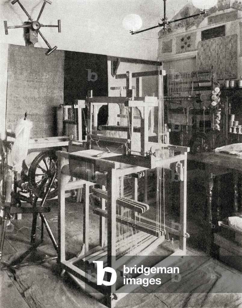 A foot treadle floor loom, from the magazine The World and His Wife, pub.1907