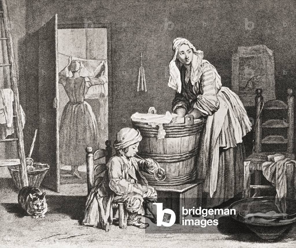 La Blanchisseuse, after the painting by Jean  Simeon Chardin, from  The Connoisseur Illustrated, pub. 1916