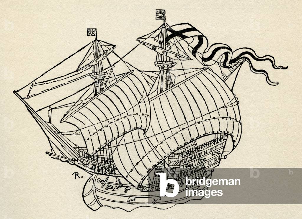 An English ship of around 1540.  From The Romance of the Merchant Ship, published 1931.