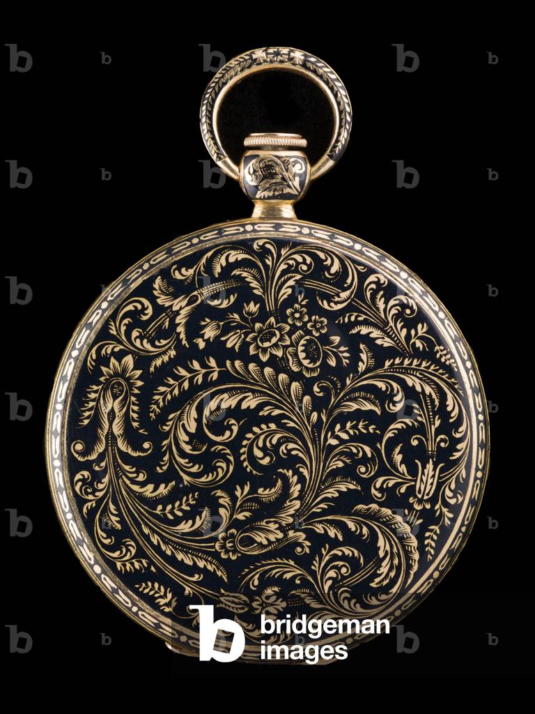 Reverse of the case with portrait miniature of George Herbert Griffies Williams wearing dark blue coat and waistcoat with brass buttons