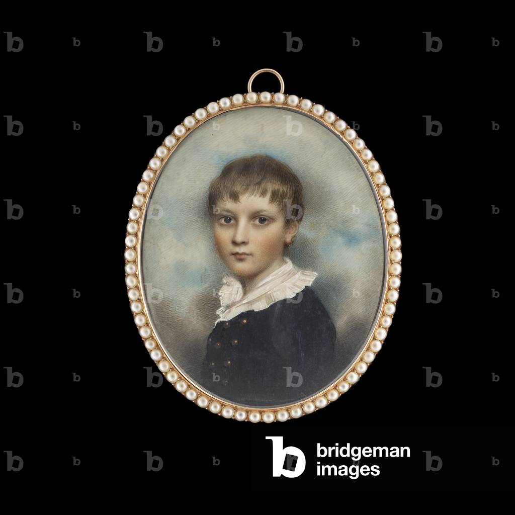 A young Boy called Master Park, wearing blue suit with brass buttons and white frilled collar, c. 1790 (w/c on ivory)