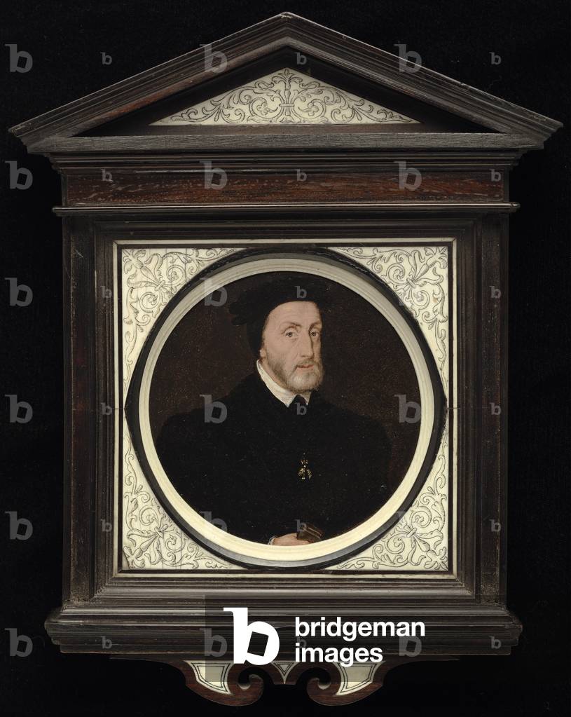Portrait of Charles V, Holy Roman Emperor, King of Spain (1500-1558) (oil on paper, laid down on panel)