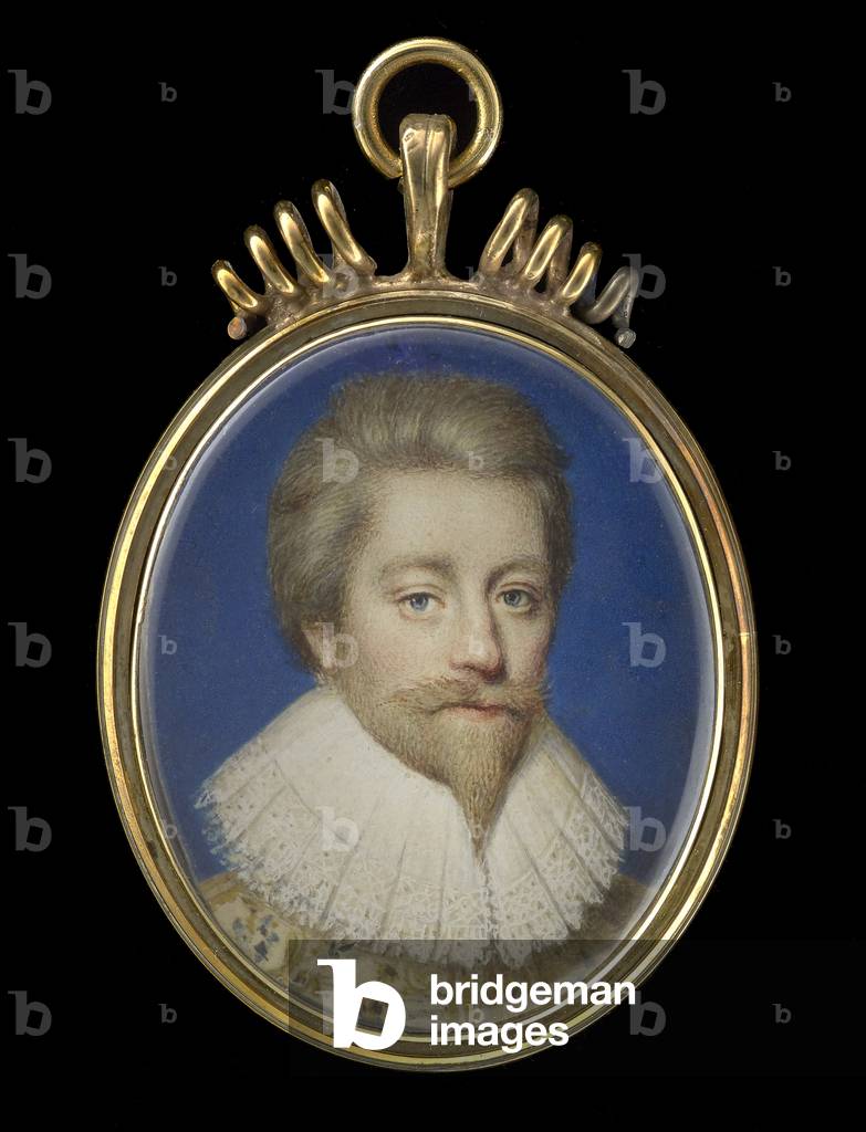 A portrait miniature of a Gentleman, c.1620 (watercolour on vellum stuck to playing card)