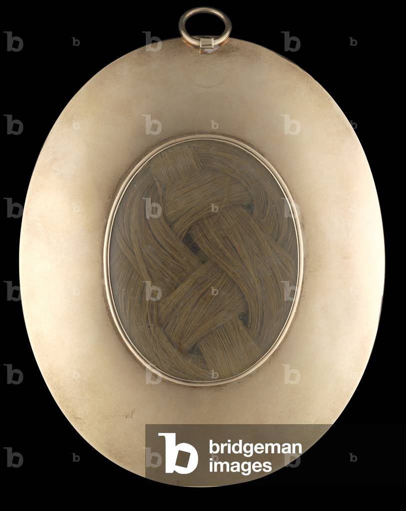 Reverse of portrait miniature of Lady Anne Barnard (gilt-metal frame with hair)