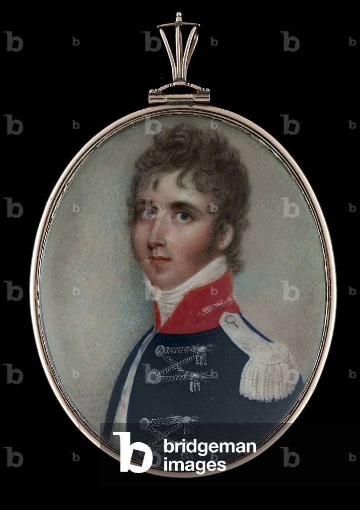 Portrait miniature of an Officer wearing the uniform of the 15th Regiment of Light Dragoons, The King’s Hussars (w/c on ivory)
