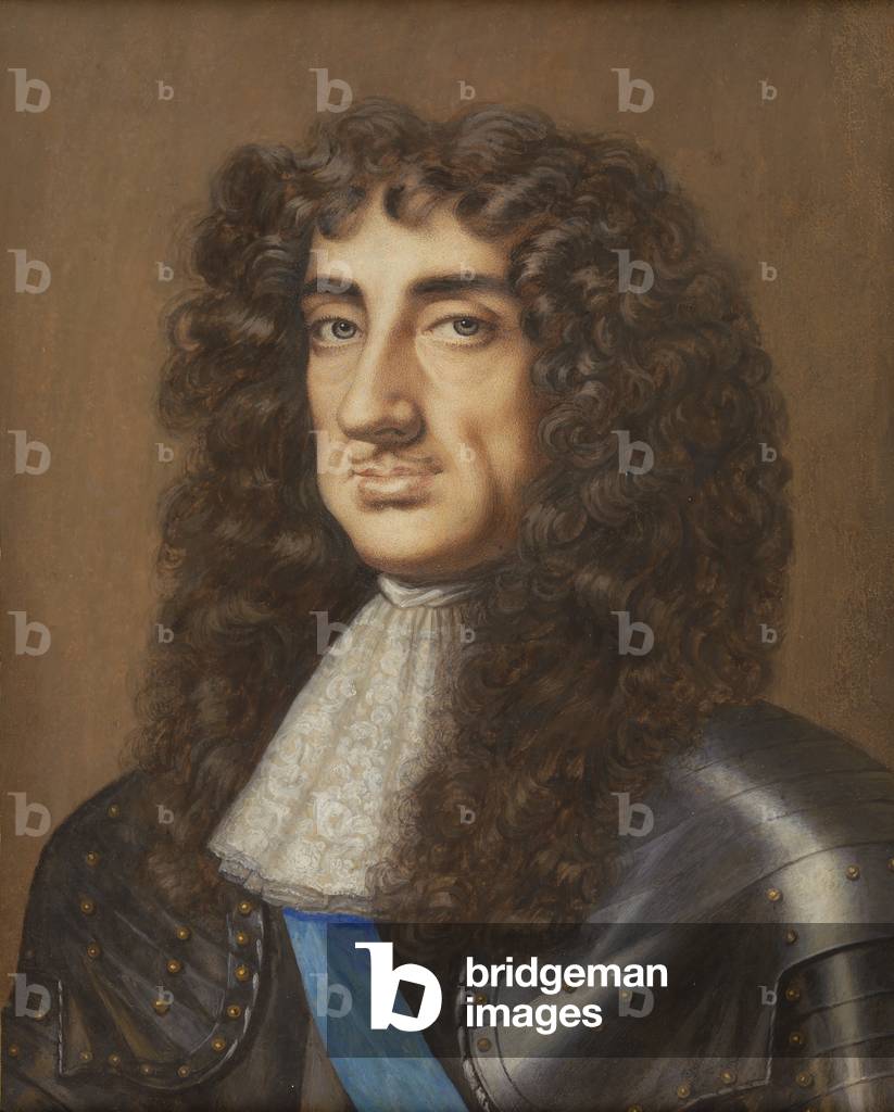 King Charles II, c.1675 (sans/c sur le vellum augmenté avec de l'or)