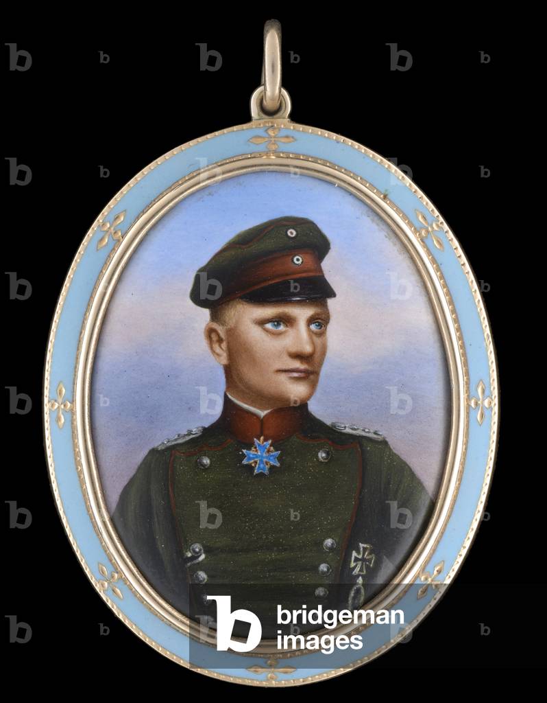 Portrait enamel of Rittmeister Manfred Albrecht, Freiherr von Richthofen, 'The Red Baron', 1917 (enamel)
