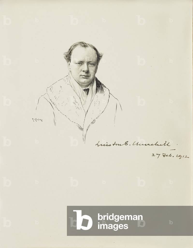 Sir Winston Churchill, 1912 (pen and ink on paper)