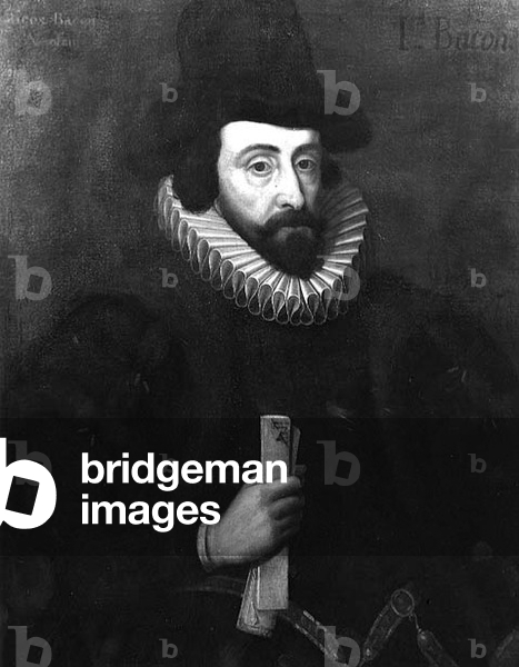 Portrait of Francis Bacon (1561-1626) c.1600 (panel) (b/w photo)