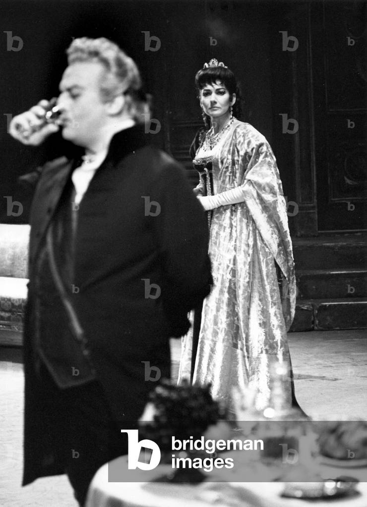 Maria Callas and Tito Gobbi in Tosca, opera in three acts by Giacomo Puccini