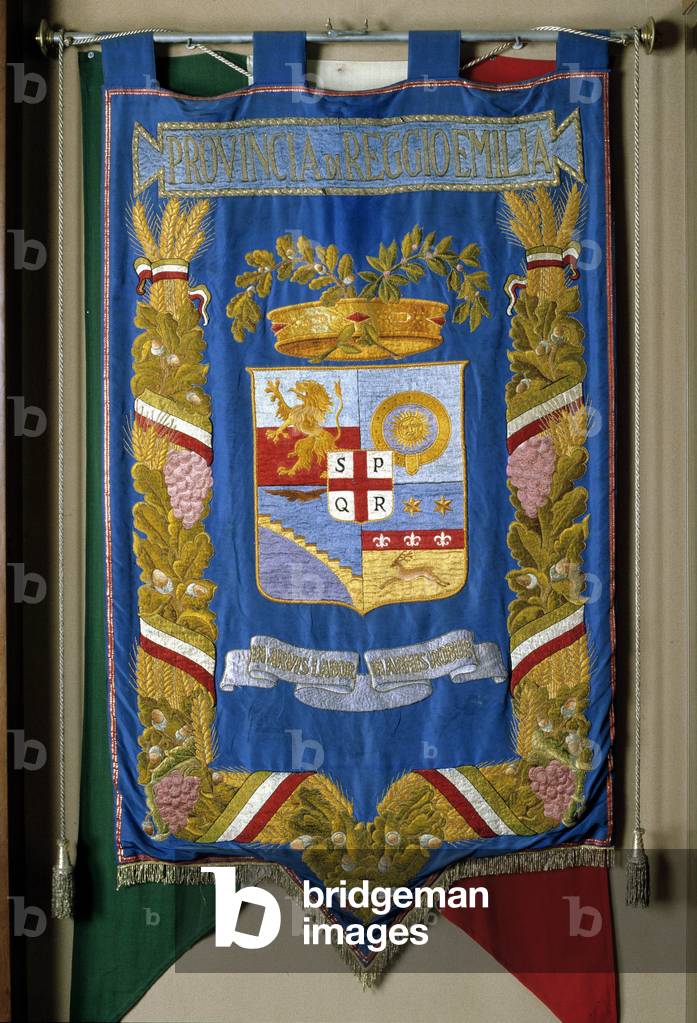 Flag with the weapons of Reggio Emilia (Reggio Emilia), Palazzo Ducale, Region of Emilia.