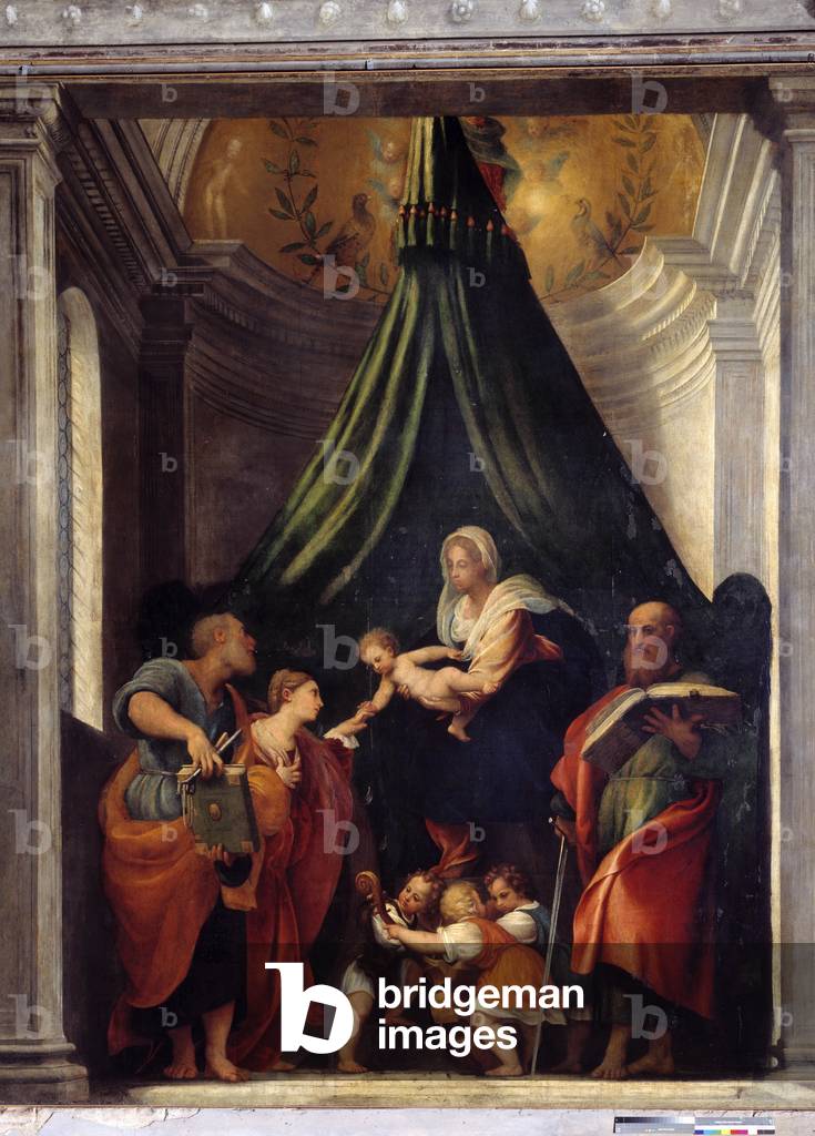 Mystical marriage of Saint Catherine. 1530-1532. Painting by Giovannie Antonio de Sacchis, known as the Pordenone (1484-1539). Santa Maria di Campagna, Piacenza (Piacenza).