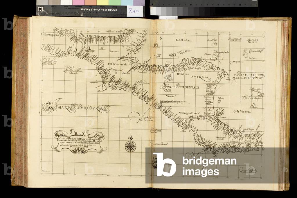 Geography map: representation of southern Guatemala, Hondura and northern Nicaragua in Central America from an Atlas made by the Italian cartographer Antonio Francesco Lucini (born in 1605), about 1661 Biblioteca Angelica, Rome