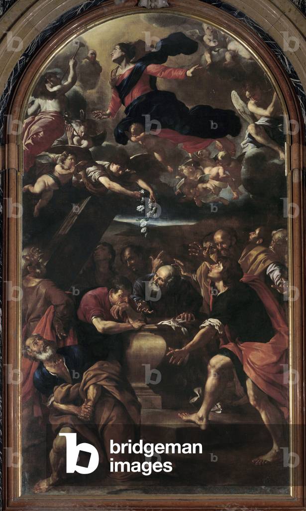 Assumption of the Virgin Painting by Francesco Stringa (1635-1709) Sun. 456x242 cm Fondazione Collegio San Carlo Modene