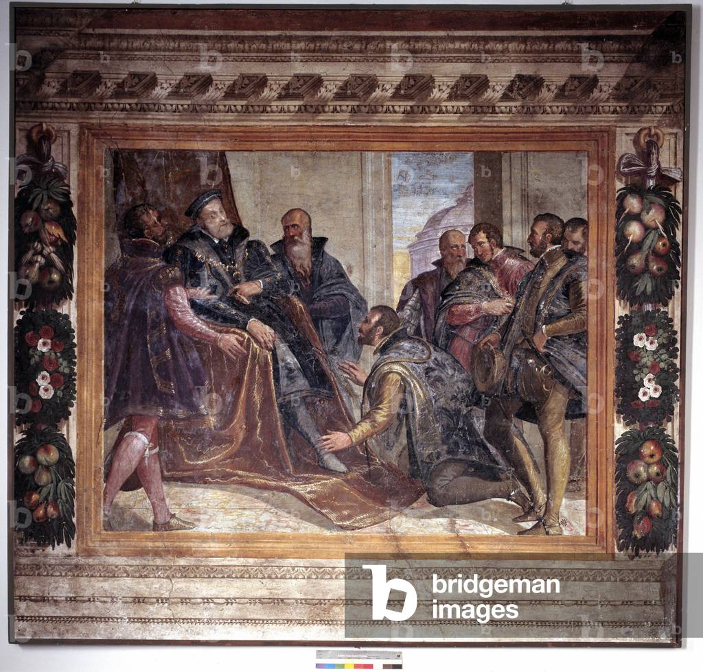Ippolito de Porto (Hippolyte) received by Charles V (1500-1558) Anonymous frescoes from Villa Porto di Torri Vicenza Italy