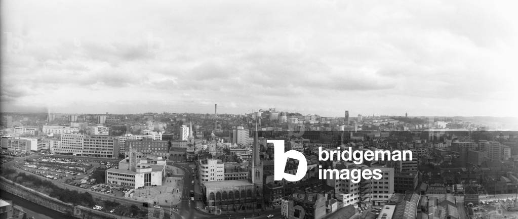 Panoramic view of Bristol from the roof of the ES &A Robinson and Son building. 1st March 1967 (b/w photo)