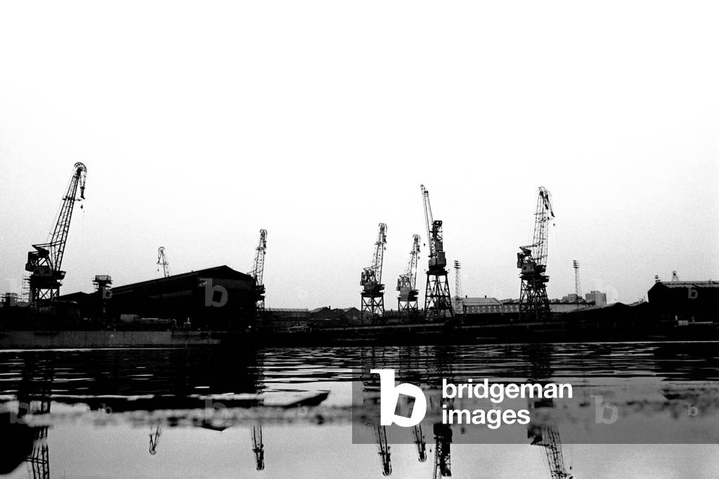 Cranes at Tyne Dock, South Shields 21 June 1979 (b/w photo)