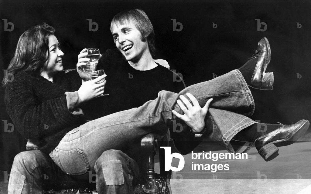 Cherie Lunghi and Ralph Lawson currently starring in The Italian Straw Hat at the University Theatre, Newcastle, 16 January 1974 (b/w photo)