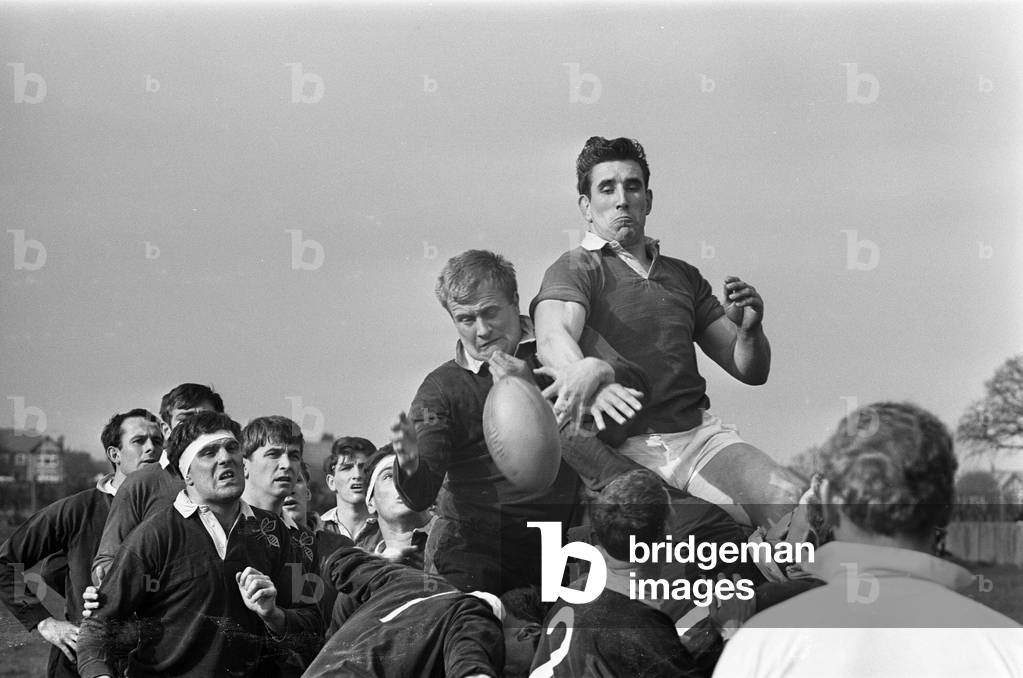 London Wasps v Llanelli, Rugby Union Match, March 1966 (b/w photo)