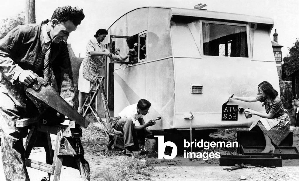 More than two years ago Mr. R.C. Mees of Southall, Middlesex, decided to build himself a caravan, 16th July 1947  (b/w photo)