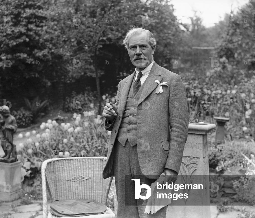 Ramsay MacDonald seen here in the garden of his home at 103 Frognal Lodge, Hampstead, London. 12th June 1929 (b/w photo)