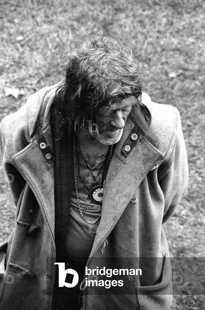 Fan at Free Hyde Park Pop Festival featuring Canned Heat, Eric Burdon & War and John Sebastion, 12th September 1970 (b/w photo)