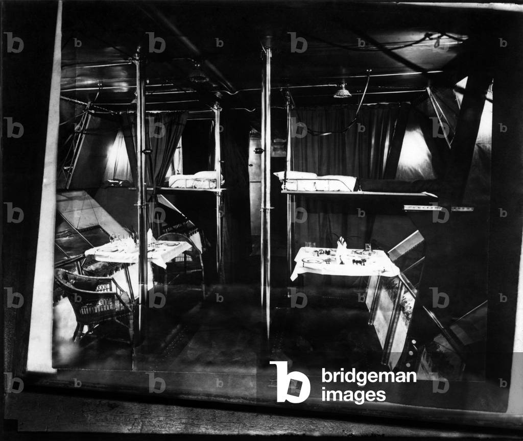 A passenger compartment inside the R36 airship 
March 1921