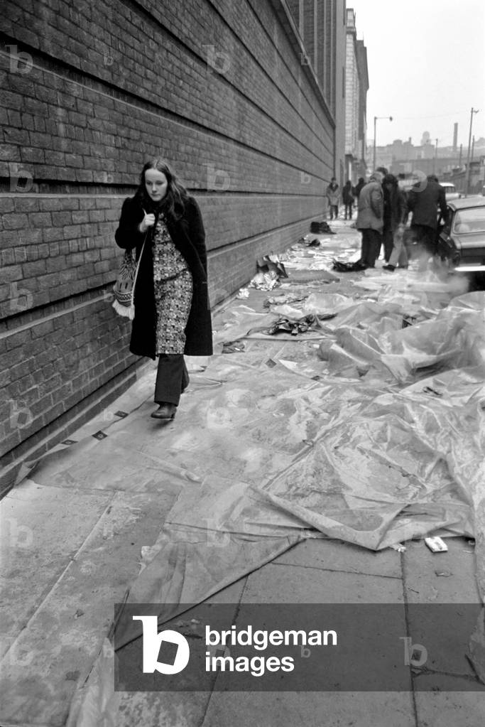 Queue for Rolling Stones Concert in Manchester. February 1971 (b/w photo)