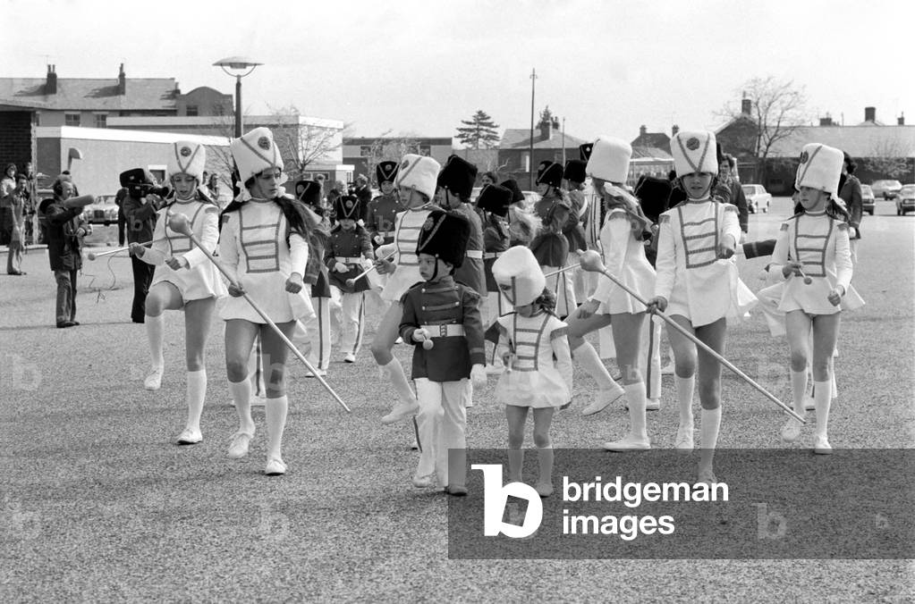Passing Out Parade: General views during the march past, April 1977 (b/w photo)