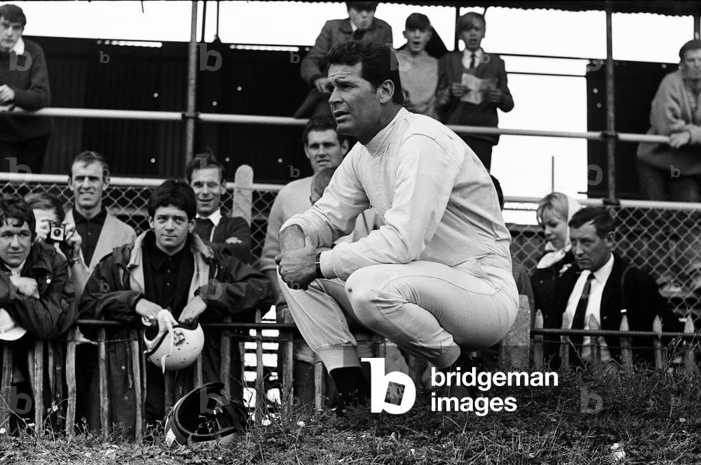 Filming of MGN film 'Grand Prix' at Brands Hatch in Kent July 1966 (b/w photo)