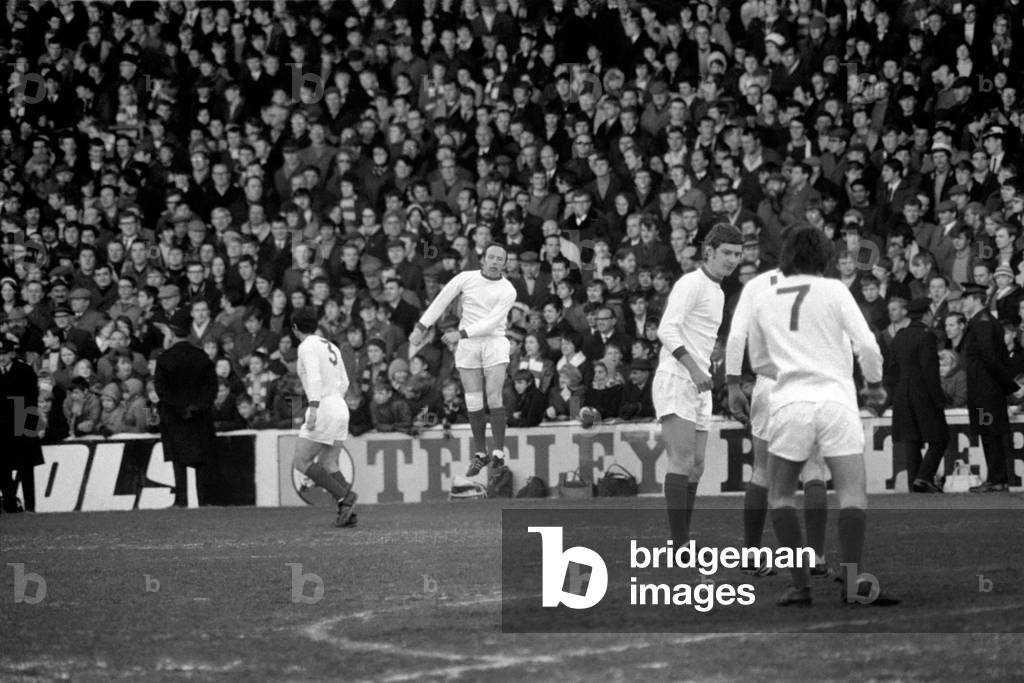 Burnley v. Manchester United. Nobby Stiles of MC United seen in action during his first game after two cartilage operations. December 1969 (photo)