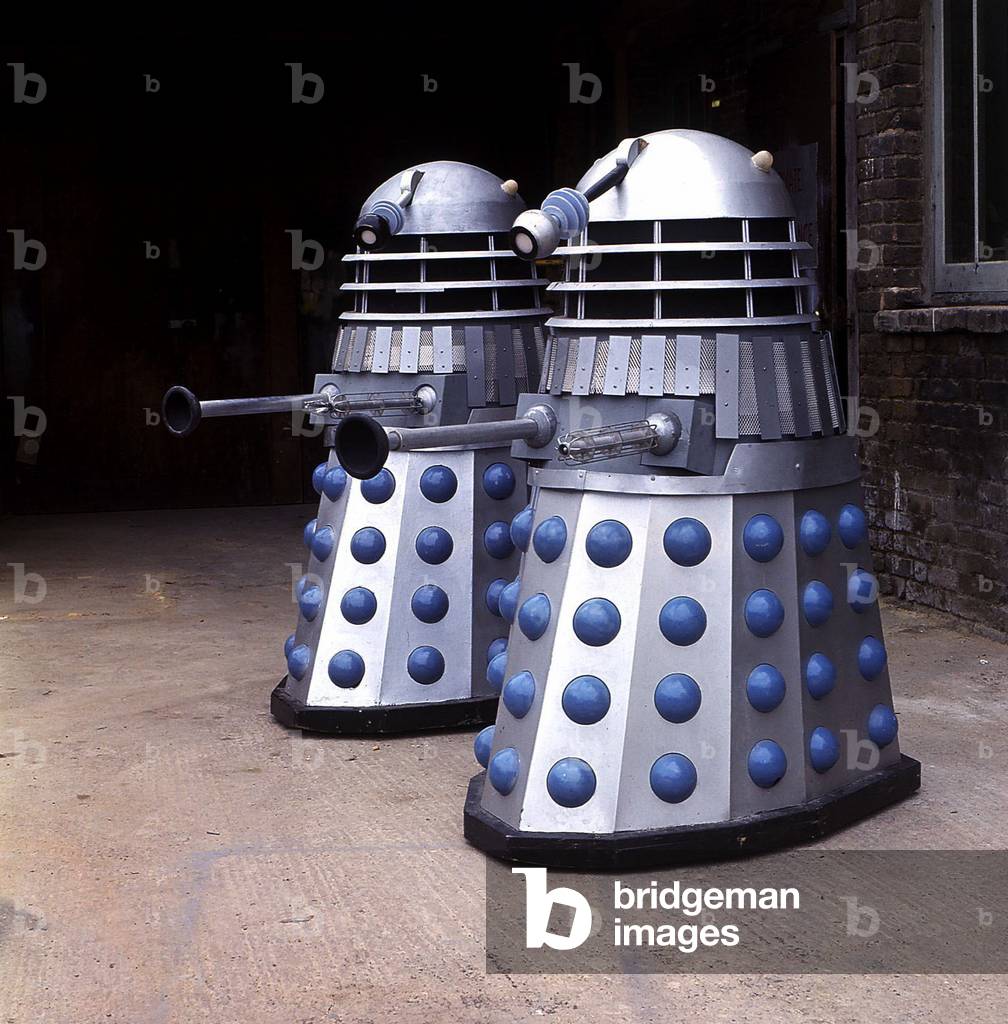 Daleks from the popular BBC sci fi drama series Doctor Who, c.1970 (b/w photo)