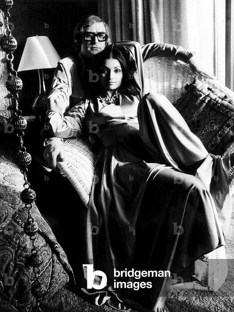 Michael Caine actor and wife Shakira, 16th January 1973 (b/w photo)
