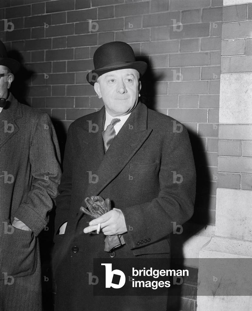 One of the accused Mr William Rook, after he was discharged from the dock following his not guilty verdict at the Old Bailey. 17th March 1954.