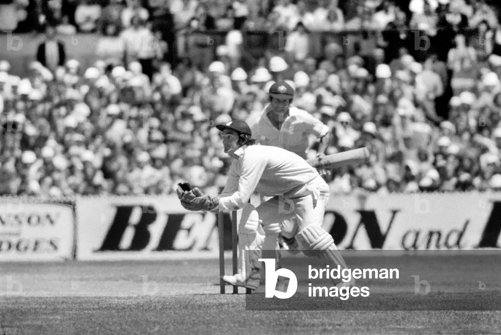 The Ashes 1974-1975. Australia v England 3rd Test match at Melbourne Cricket Ground 
Rod Marsh stumping for Australia. 
December 1974