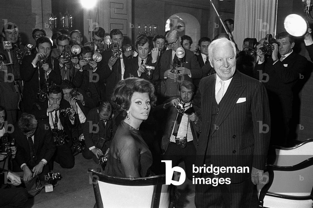 Charlie Chaplin and Sophia Loren - November 1965
at a press conference