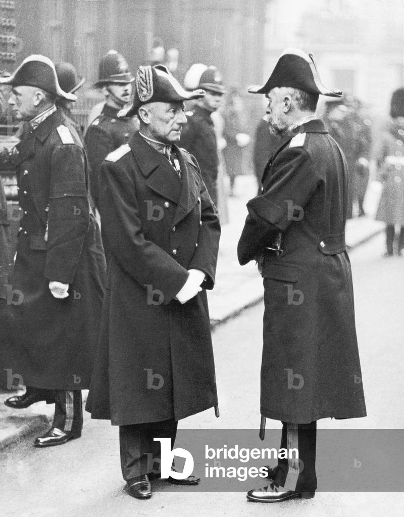 Admiral of the Fleet John Rushworth Jellicoe, seen here prior to the annual service of remembrance at the Cenotaph 11th November 1935 (b/w photo)