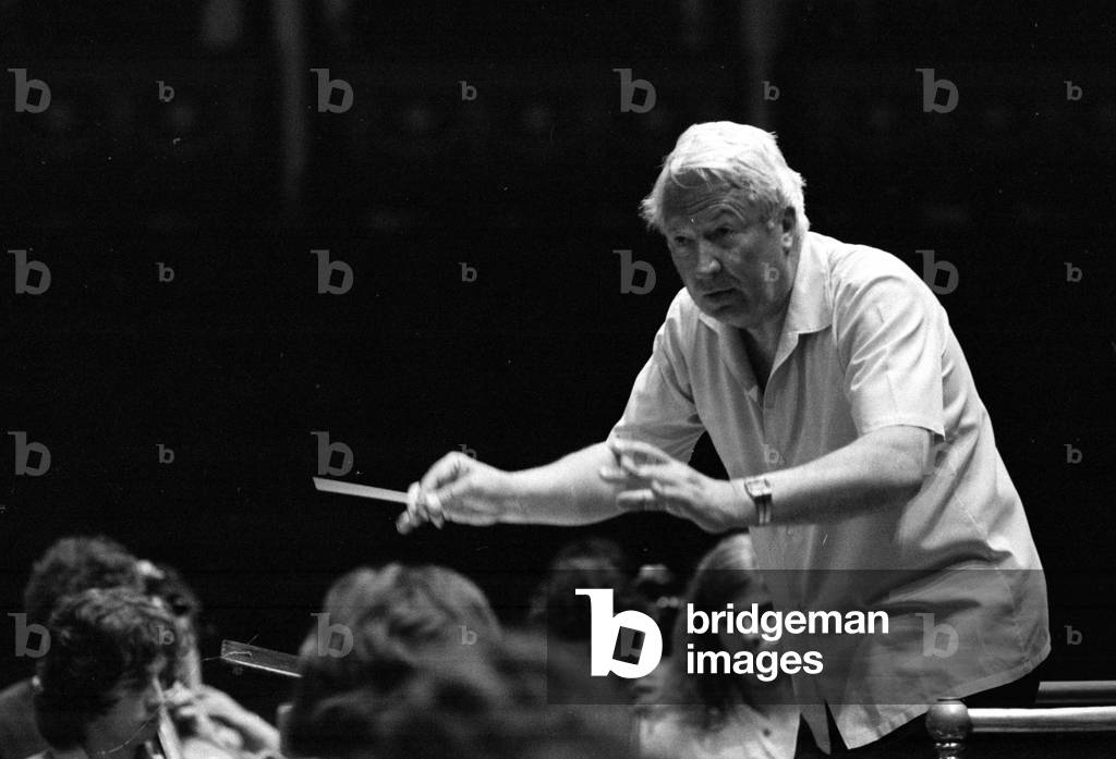Edward Heath rehearsing the 107 strong European Community Youth Orchestra at the Royal Albert Hall. Mr Heath is president of the orchestra, August 1978
