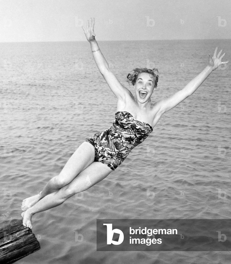 Shirley Burniston seen here modelling an all in one Swim suit.
July 1953